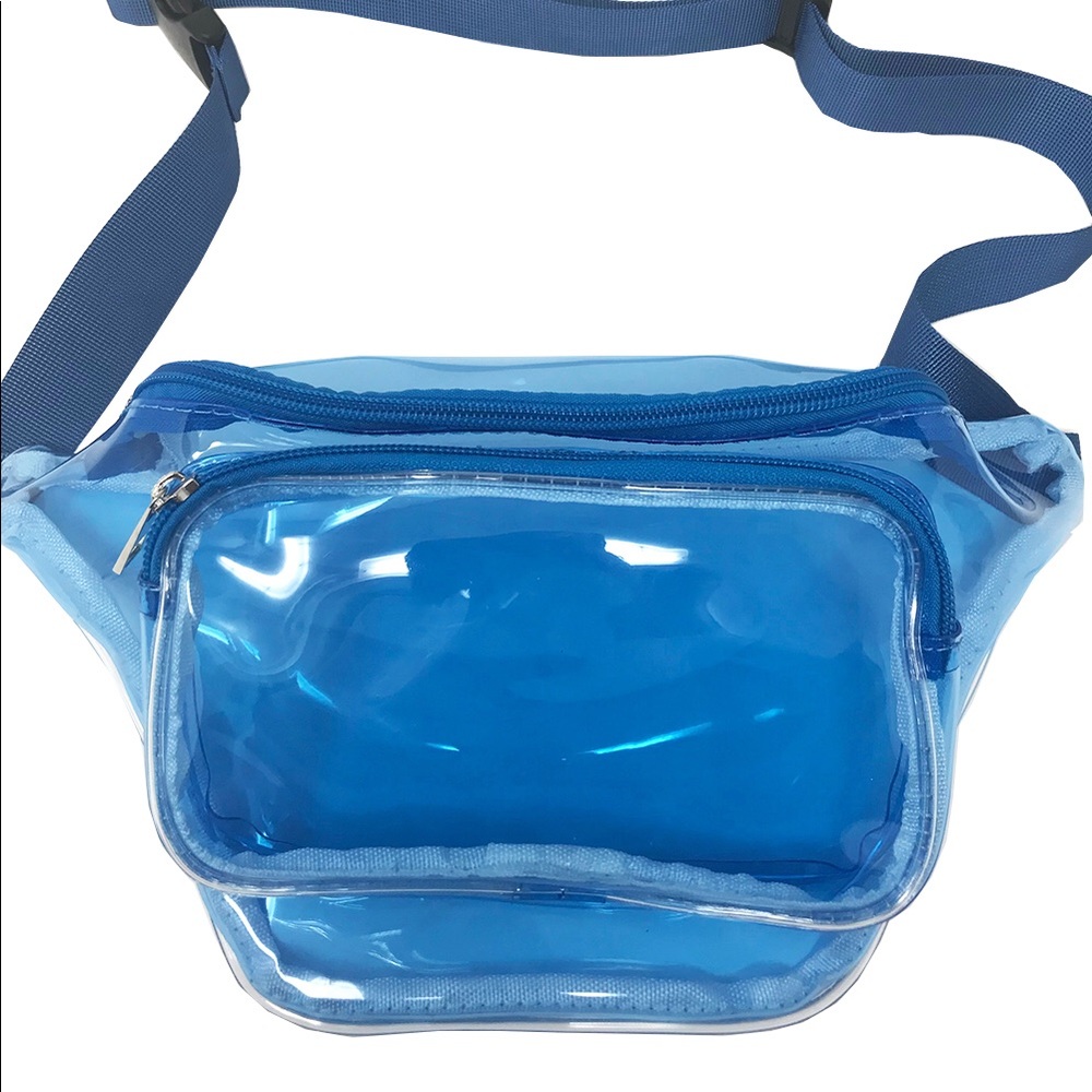 Clear Fanny Pack Polyurethane Mini Bag w 3 zipper - Picture 2 of 3